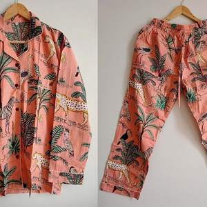 Floral Print 100% Cotton Pajama <b>Set</b> Soft Breathable Thermal Sleepwear Women Night Suit Home Lounge Wear - Product Image 2