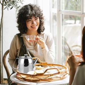 OEM ODM Pot à thé en acier inoxydable 10 oz, petite théière en métal, crémier à café, finition miroir, mini distributeur de thé pour la vente en gros - Product Image 5