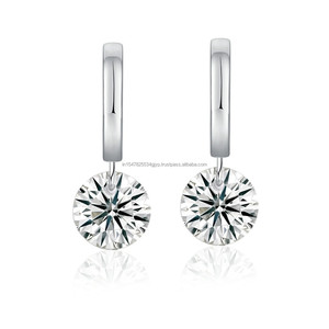 Luxury 925 Sterling <b>Silver</b> Drop <b>Earrings</b> GRA Certified Cut Lab Grown Diamond Rose Gold Plated <b>Hoop</b> Vintage Anniversary Gift - Product Image 3