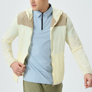 Chaqueta Deportiva Ligera con Capucha y Cierre Completo para Hombre, Diseño Veraniego, Color Claro, Poliéster, para Correr - Product Image 3