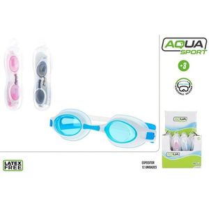 Occhialini da nuoto Aqua Sport per bambini, lenti blu in PC, antiappannamento, per età 3+, senza lattice - Product Image 1