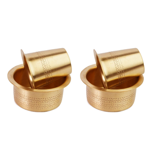 Ensemble traditionnel sud-indien de Dabara et de Tumbler en laiton, 150 ml, finition mate, style Kumbakonam, tasse à café filtre avec accessoires assortis - Product Image 6