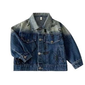 Chaqueta de Mezclilla con Degradado para Niños, Nueva Colección de Primavera, de Alta Calidad, con Estampado de Grafiti, a la Moda, Elegante - Product Image 2