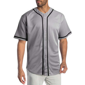 Maillot de baseball/softball pour adulte, surdimensionné, respirant, à séchage rapide, avec boutons, en maille, en sergé, brodé, style streetwear - Product Image 1