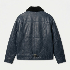 Premium <b>Winter</b> Casual Zipper Solid <b>leather</b> Bomber <b>Jacket</b> with Turn-down Collar high quality embossed logo unisex <b>leather</b> <b>jackets</b> - Product Image 2