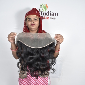 Cheveux humains indiens Remy de qualité supérieure 100% naturels, frontale ondulée, double trame machine, soyeuse, Deep Wave, aspect naturel, prix de gros - Product Image 4