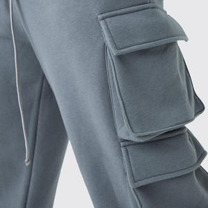 Custom Logo Men's Cargo Sweatpants Multi Pocket Baggy Track Pants Wholesale Plain Heavyweight Fleece Cargo Joggers OEM Loose Fit - Product Image 6