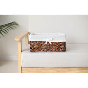 <b>Small</b> Brown Seagrass Woven Storage <b>Basket</b> with Iron Frame and <b>Handles</b> - Product Image 2