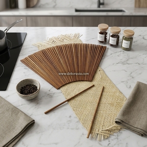 Baguettes en bois de teck de 9,5 pouces de long, ustensiles de cuisine écologiques, couleur naturelle, pour sushi et cuisine chinoise, cadeau d'affaires - Product Image 6