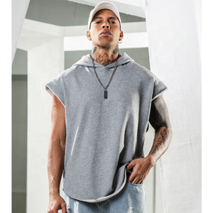 <b>Men's</b> <b>Sleeveless</b> Hooded Tank Tops Warm Gym Stringer Bodybuilding Fitness Sport Workout Singlet Loose Vest Hoodie Round Neck - Product Image 6