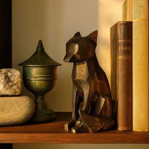 Jaffs Exports L 12.70 cm | W 15.24 cm | H 30.48 cm Fox Sculpture Aluminium Handmade Eco-Friendly Modern Artistic Tabletop Decor - Product Image 3