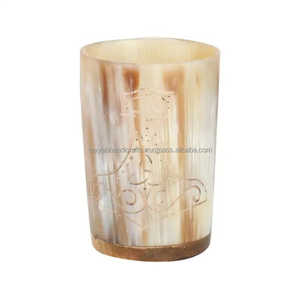 Logotipo personalizado cuerno de beber corto taza de cristal vikingo hecho a mano cuerno indio taza de cuerno de beber vidrio para fiestas y cerveza taza barata - Product Image 4