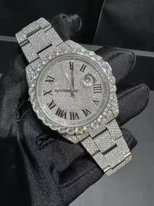 Montre à quartz pour homme personnalisée à prix de gros, avec diamants Moissanite VVS, bracelet de 20 mm, cadran en verre, fabrication artisanale en acier inoxydable, luxe, 41 mm - Product Image 2
