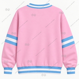 Sweat-shirt universitaire personnalisé JJOA Jack and Jill of America pour femme, col en V, rose et bleu, brodé, vente en gros - Product Image 2