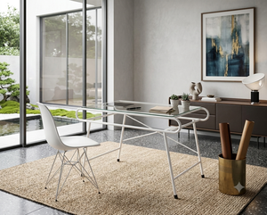 Modern Metal Frame Computer <b>Desk</b> With Lower Shelf <b>Simple</b> Design White Finish - Product Image 3