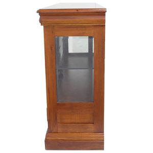 Aparador de Estilo Antiguo en Madera de Caoba Maciza con Dos Puertas de Vidrio y Cinco Cajones, Mueble Hecho a Mano para Sala de Estar - Product Image 4