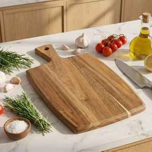 Tabla de cortar de madera de acacia para pan, queso y verduras, plato de servir universal para el hogar - Product Image 5