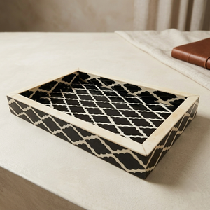 Bandeja Rectangular Hecha a Mano con Incrustaciones de Resina, Diseño Marroquí, Bandeja Decorativa para Servir, para Mesa de Centro, Tocador y Otomanas - Product Image 1