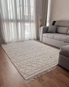 Tapis rectangulaire moderne en laine, à poils moyens épais, avec envers en coton, tissé à la main, pour cuisine, couloir, salon - Product Image 1