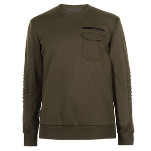 <b>Men's</b> <b>Grey</b> Crew Neck <b>Sweatshirt</b> Regular Fit Solid Color Knitted Cotton Casual Autumn Wear - Product Image 2