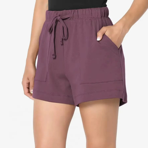 กางเกงขาสั้นผู้หญิงผ้าฝ้ายแบบเรียบ ดีไซน์เองได้ ขายดี ใส่สบาย เหมาะสำหรับเล่นกีฬา - Product Image 2