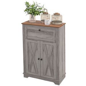 Handmade Gray Farmhouse <b>Sideboard</b> <b>Storage</b> Cabinet 23.5\"x11.75\"x34.5\" Doors Drawer for Kitchen Living Room Dining Villa Use - Product Image 1