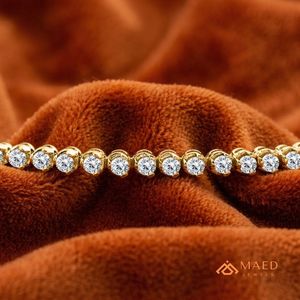 กำไลข้อมือเทนนิสโมอิสซาไนต์สีทองสำหรับผู้หญิง กำไลข้อมือแบบโซ่เส้นเล็ก เครื่องประดับแฟชั่น ของขวัญวันครบรอบแต่งงาน ของขวัญสุดหรู - Product Image 3