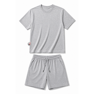 Wholesale Solid Color Mens Olive Green Casual Crew Neck <b>T</b>-<b>Shirt</b> And Shorts Set Quick Dry Knitted Fabric Summer Wear Eco-Friendly - Product Image 5