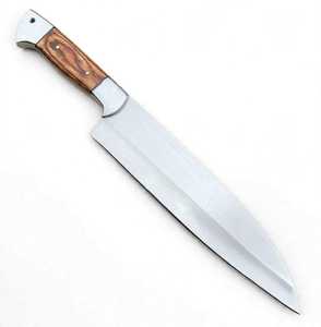 Couteau de chef artisanal en acier inoxydable à haute teneur en carbone de 8 pouces avec manche en bois de rose personnalisé, couteau utilitaire de préparation et de découpe pour barbecue extérieur avec cordon - Product Image 3