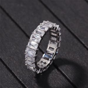 Hiphop Brass Zircon Eternity Band <b>Ring</b> Claw Setting Unisex Jewelry Anniversary Engagement Gift Wedding Party Plated Custom Size - Product Image 4
