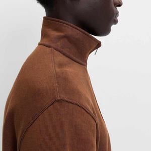 Sweat-shirts pour hommes de qualité supérieure, couleur marron foncé, coupe ample, demi-zip, tissu personnalisable, grammage lourd, manches longues, pull-over - Product Image 4