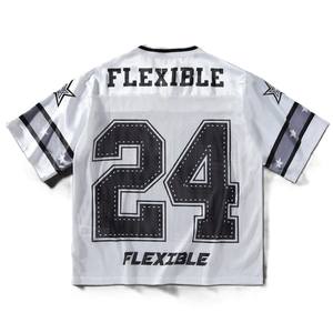 Maillot de football américain oversize style streetwear blanc en mesh col en V avec impression graphique numérotée, tenue d'équipe personnalisée, fourniture OEM - Product Image 3