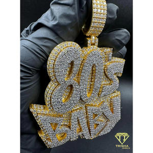 Collar con Colgante de Nombre de Bebé de los Años 80, con Diamantes de Moissanita, Estilo Hip Hop, Chapado en Oro, Joyería Personalizada, Regalo para Hombres y Mujeres - Product Image 5