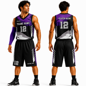 SINEVY Men Basketball Jersey Set Custom Sublimated V-Neck Tank Top With Shorts Moisture Wicking Athletic Fit All Seasons - Product Image 1