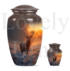 Urna Conmemorativa Única con Diseño de Ciervo y Gramófono para Cenizas, Recuerdo Decorativo, Urna de Homenaje - Product Image 2