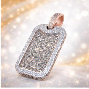 SHRAMAN DIAMOND Pendentifs et breloques rectangulaires de luxe pour hommes en argent sterling 925 plaqué or rose, entièrement sertis de moissanite, style hip-hop - Product Image 5