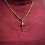 Collier avec pendentif croix plaqué or, chaîne en corde, Jésus-Christ, religieux, chrétien, bijoux unisexes, cadeau - Product Image 2