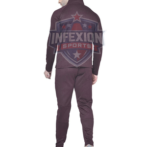 Ensemble de survêtement décontracté pour homme, couleur unie, fermeture éclair intégrale, respirant, en polyester, manches longues, col montant, pour l'automne - Product Image 3