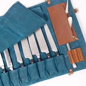 Sac de rangement pour couteaux en toile et cuir, organiseur de cuisine professionnel, étui de voyage pour outils de cuisine LCKR-0021 - Product Image 5