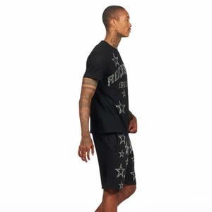 Ensemble T-shirt et short en coton délavé style streetwear vintage avec strass, faible MOQ, pour hommes - Product Image 6