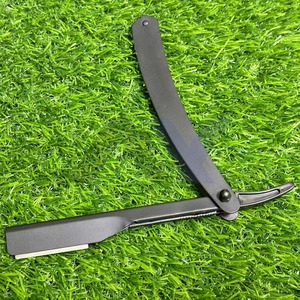 Rasoir de barbier pliant en acier inoxydable à lame unique avec verrou coulissant, outil de rasage du visage, noir, logo personnalisé, couleur, bord droit - Product Image 3
