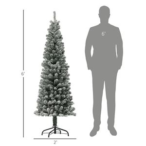 Albero di Natale Artificiale Pre-Illuminato a LED Bicolore, Decorazione Natalizia Effetto Neve con Design a Albero Sottile - Product Image 6