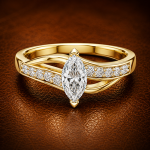 Marquise Cut Lab Grown Diamond Twisted Crossover Pave <b>Ring</b> DEF VVS 14K 18K Yellow Gold Luxury Engagement <b>Rings</b> Factory Wholesale - Product Image 1