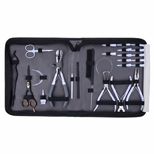Kit d'outils professionnels pour extensions capillaires : Pince à micro-anneaux, Pince à bandes adhésives, Outil à boucle, Ciseaux à bandes, Aiguille - Product Image 1