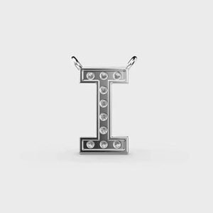 Moissanite Letter I Pendant 925 <b>Silver</b> Channel Set Round Brilliant Cut Minimalist Unisex Everyday Wear Charm - Product Image 6