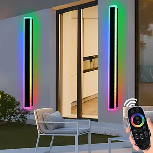 2 confezioni di luci da parete LED RGB da esterno lunghe da 60 pollici con telecomando da parete regolabile da 5,1 pollici IP65 impermeabile per parete - Product Image 1