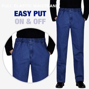 Jeans de Mezclilla para Hombre, Corte Recto, Cintura Alta, Ajuste Regular, Estilo Casual de Algodón, Color Sólido, para Otoño - Product Image 2