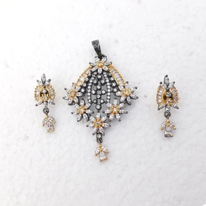 Conjunto de Collar y Pendientes de Moda Étnica con Diamantes Blancos CZ, Corte Princesa, Chapado en Oro, Latón, Certificado IGI, Joyería Nupcial para Boda - Product Image 2
