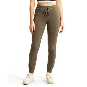 Pantalones Jogger de Mezcla de Lino para Mujer, Cintura Alta, Cordón Ajustable, Puños Elásticos, Transpirables, Corte Ajustado, Casuales, para Verano - Product Image 1