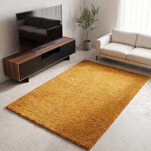 Tapis tufté uni en laine jaune moutarde, antidérapant, doux et texturé, pour chambre, salon, entrée, décoration moderne de la maison - Product Image 2
